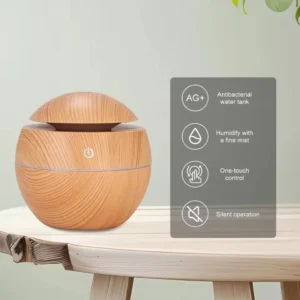 Portable Ultrasonic Air Humidifier and Purifier Wood Grain Cool Mist Aroma Diffuser